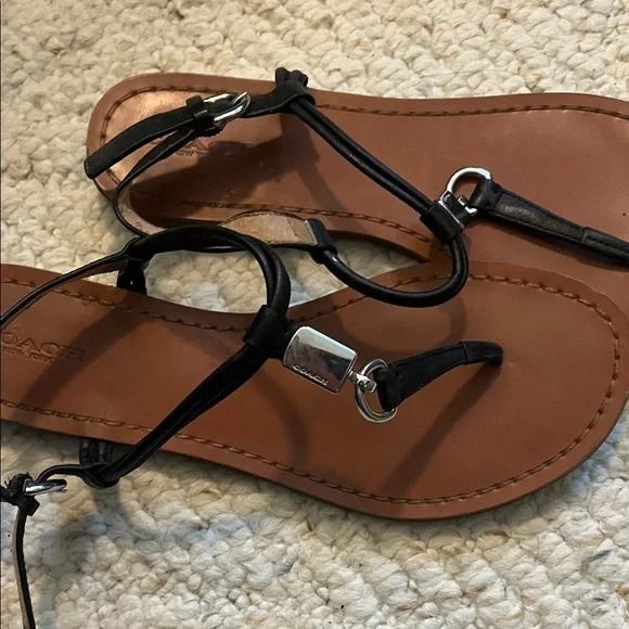 Coach Black and Brown Leather Women's Sandals - Picture 2 of 6